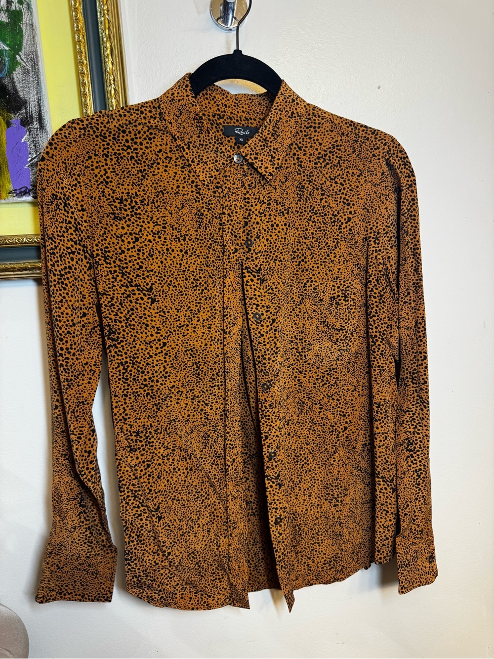 Rails Men’s Brown and Black Leopard-Print Button-Down Shirt